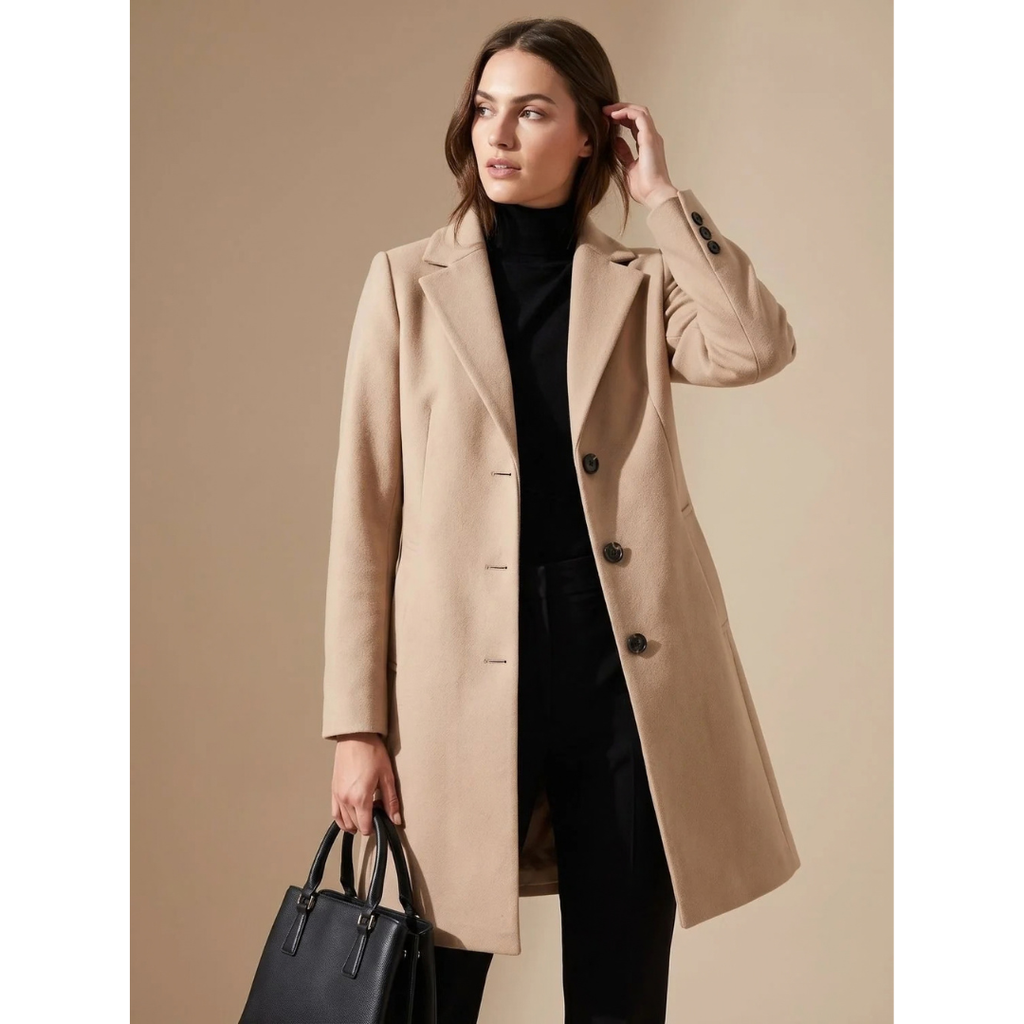 Renate | Damen Wollmantel mit Revers und langem Design