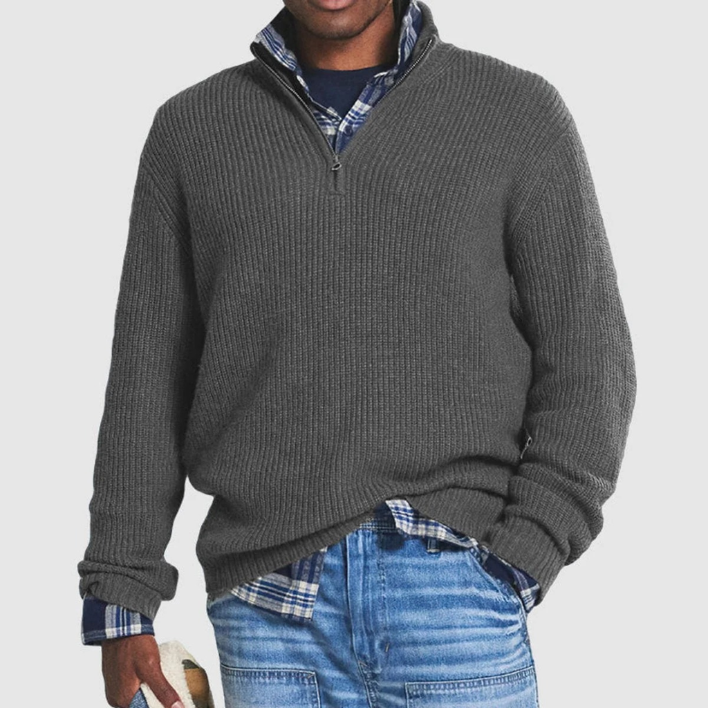 Robert | Herren Lässige Pullover mit Reißverschluss