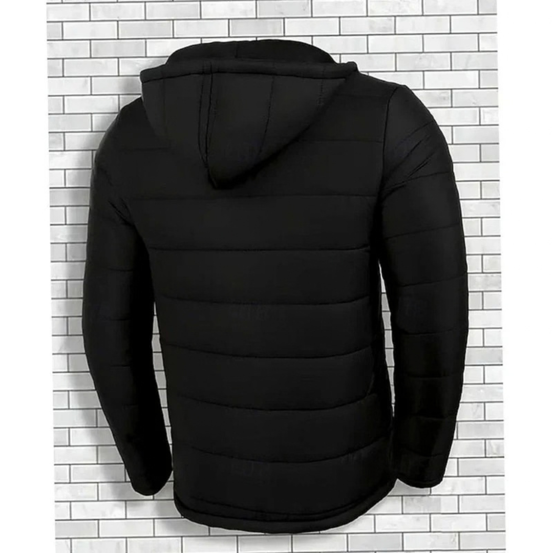 Robert | Herren Schwarze Winterjacke mit Kapuze und Puffer Design
