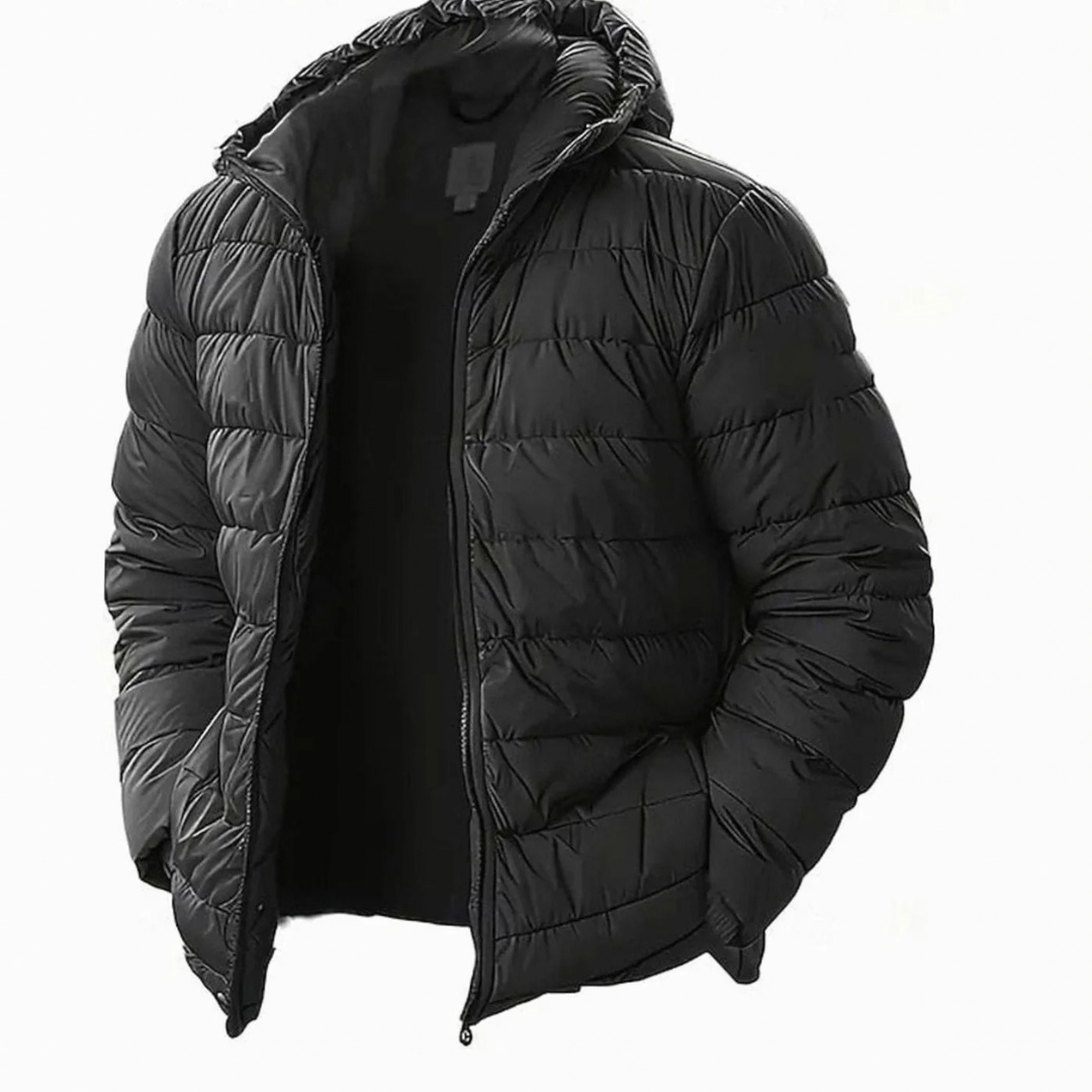 Robert | Herren Schwarze Winterjacke mit Kapuze und Puffer Design