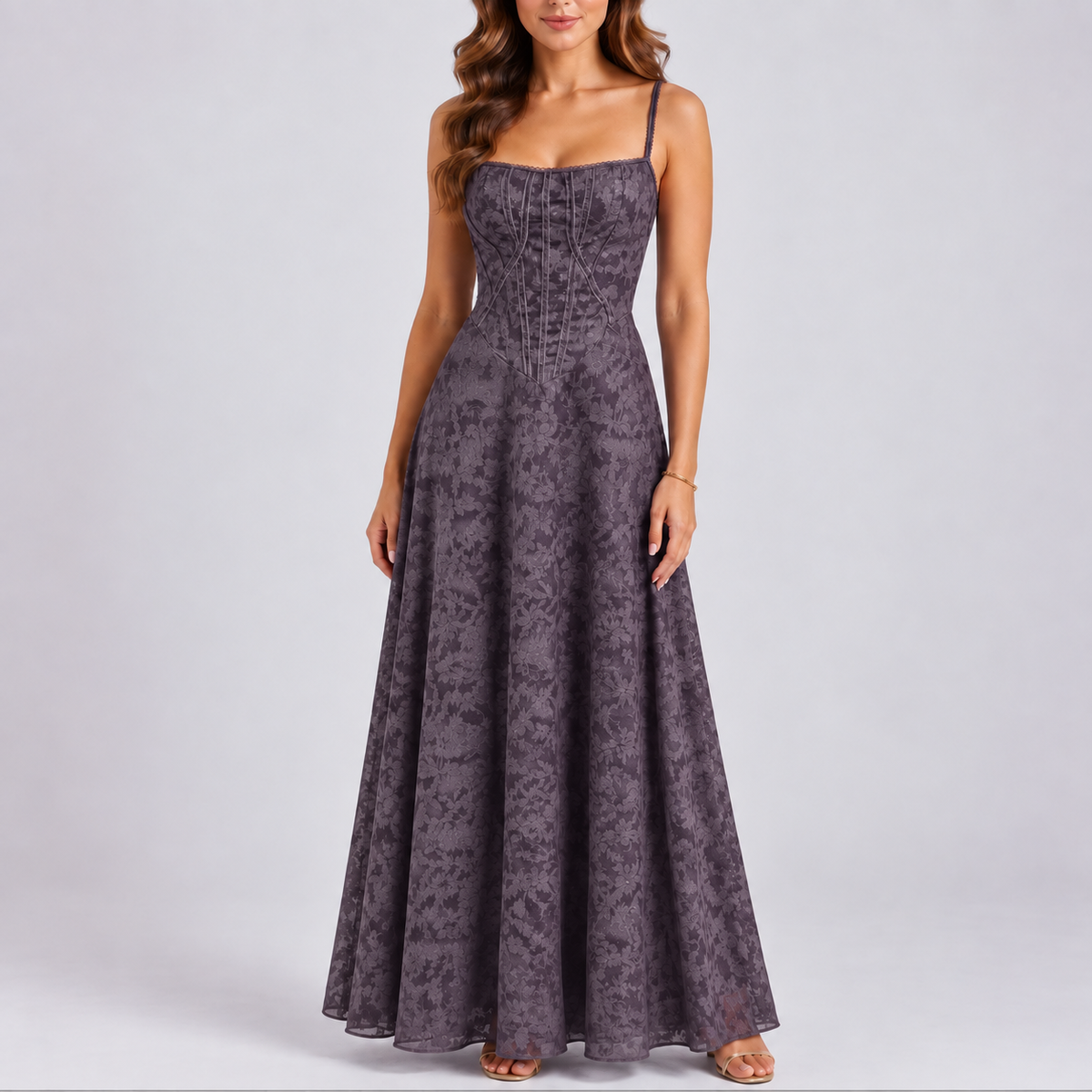Romy | Damen Komfortables Florale Maxikleid für Hochzeitsgäste im Herbst