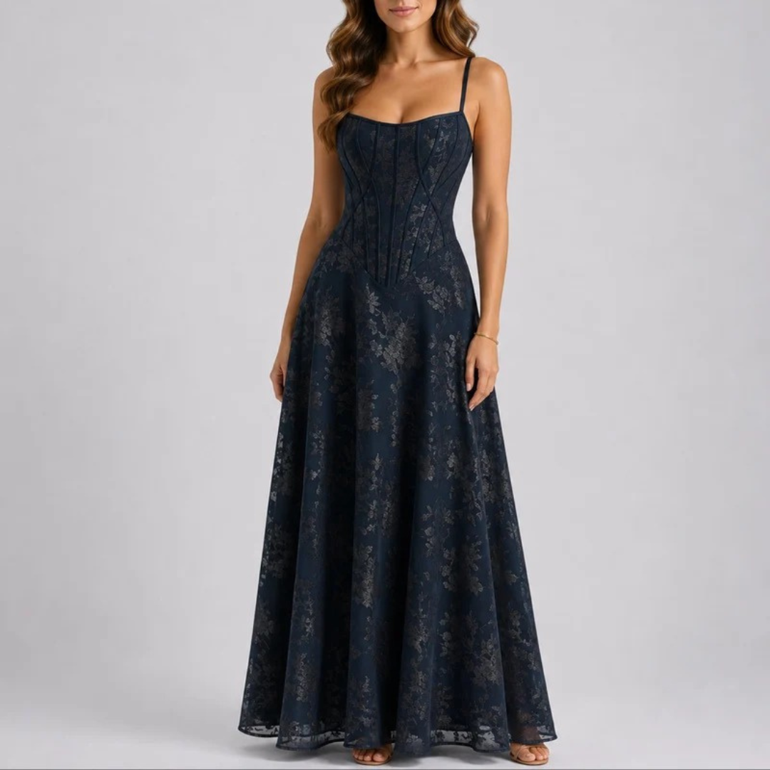 Romy | Damen Komfortables Florale Maxikleid für Hochzeitsgäste im Herbst