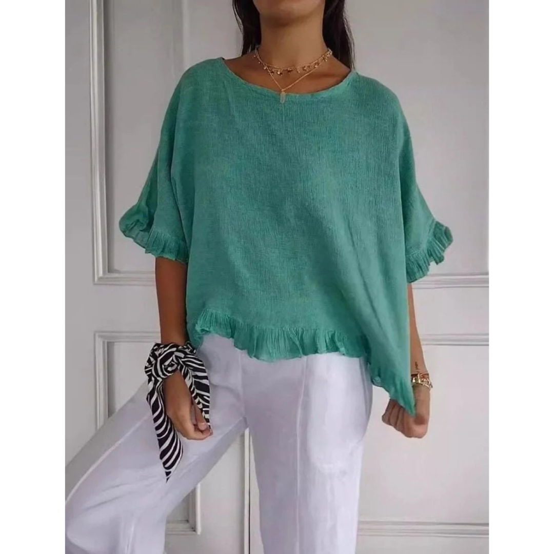 Romy | Damen Leichte Sommerbluse Mit V-Ausschnitt