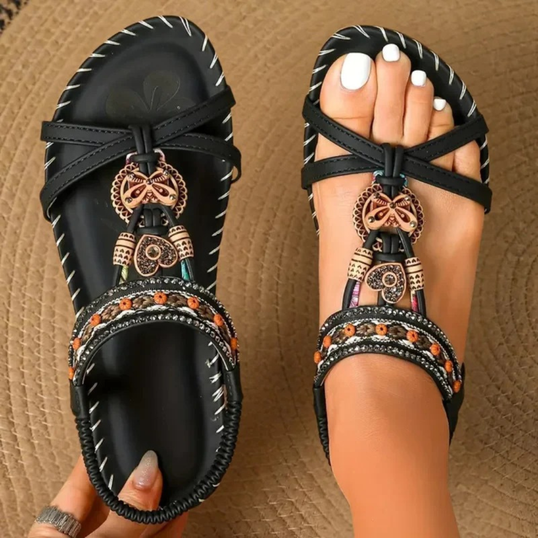Romy | Damen Stilvolle Orthopädische Boho Sandalen