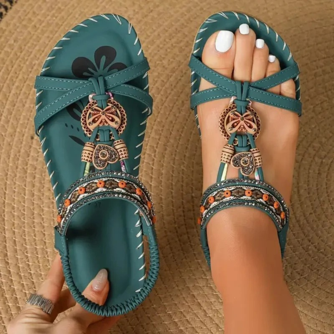 Romy | Damen Stilvolle Orthopädische Boho Sandalen