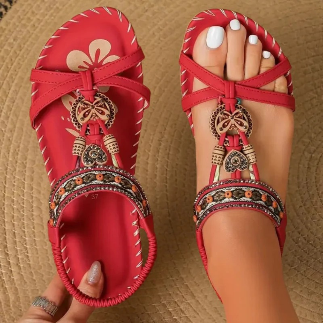 Romy | Damen Stilvolle Orthopädische Boho Sandalen