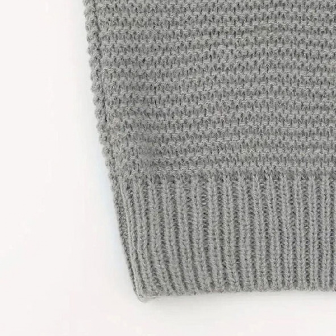 Ronja | Damen Graue Lange Strickjacke mit Struktur