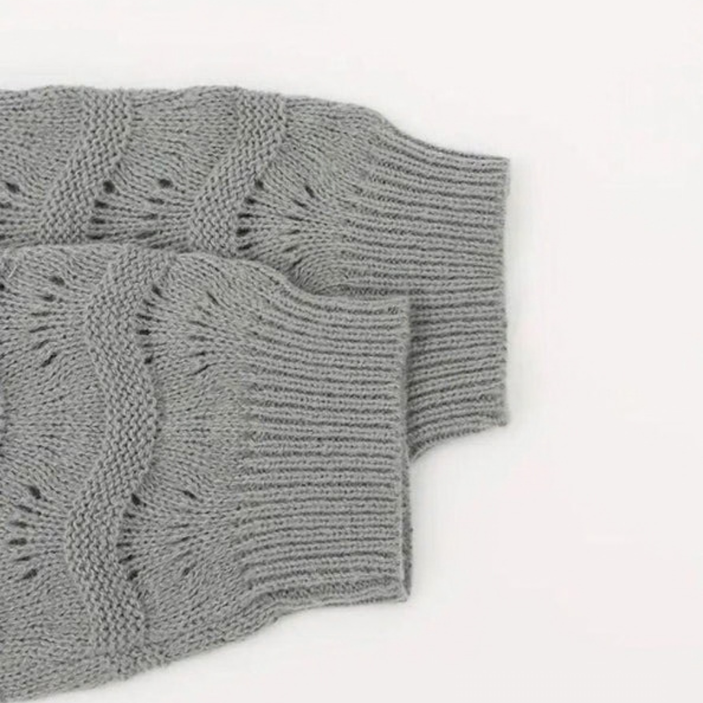Ronja | Damen Graue Lange Strickjacke mit Struktur
