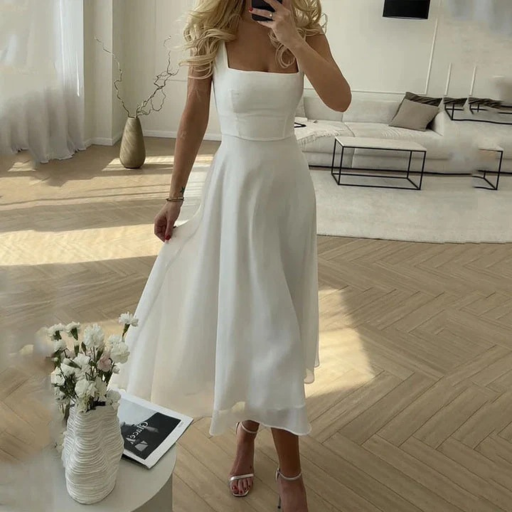 Ronja | Damen Midi Kleid Für Hochzeitsgast Gerade Form