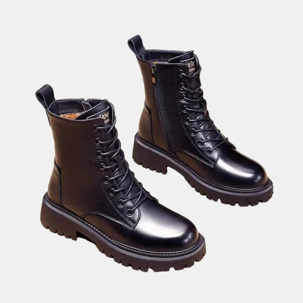 Rosalie | Damen Schwarze Orthopädische Winter Gefütterte Stiefeletten mit Reißverschluss