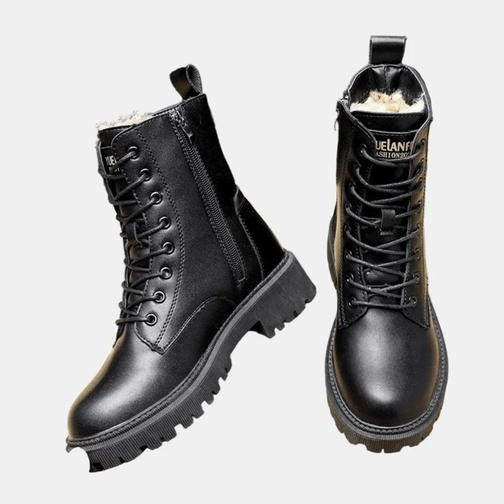 Rosalie | Damen Schwarze Orthopädische Winter Gefütterte Stiefeletten mit Reißverschluss