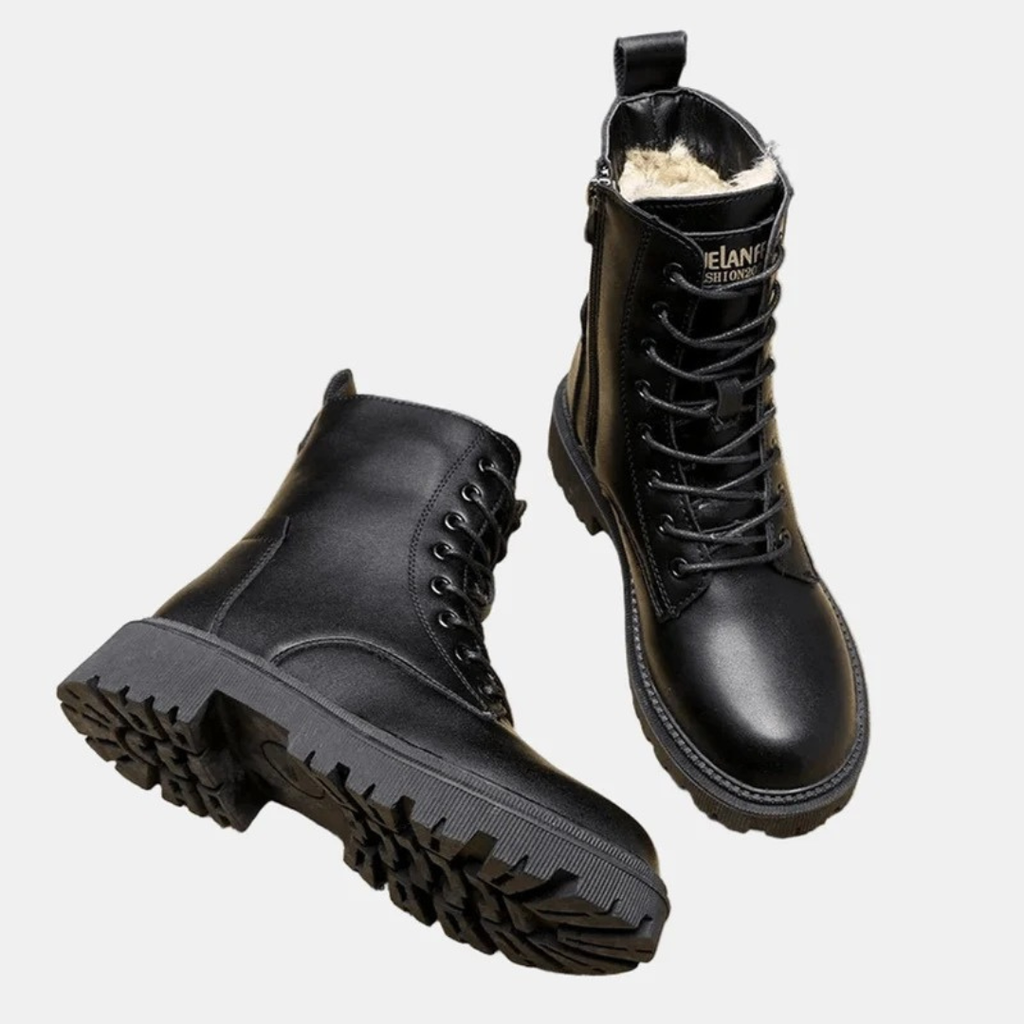 Rosalie | Damen Schwarze Orthopädische Winter Gefütterte Stiefeletten mit Reißverschluss