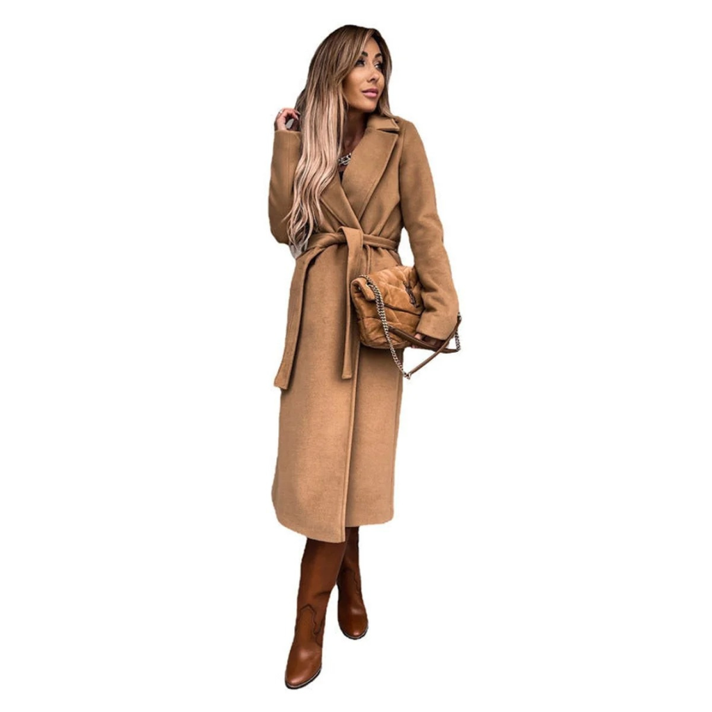 Rosalie | Damen Winterjacke mit Gürtel, Langer Mantel mit Besonderem Schnitt