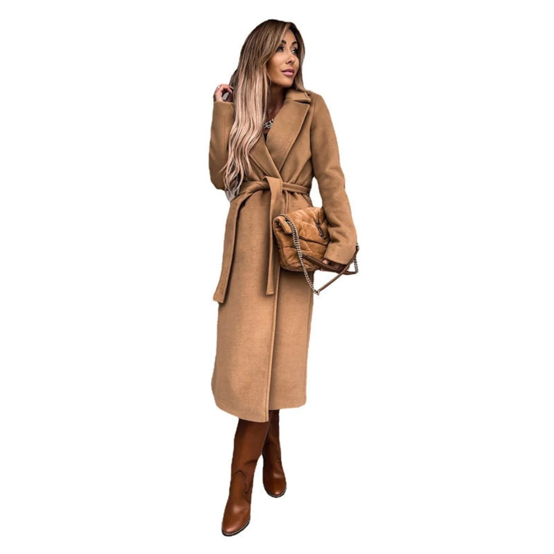 Rosalie | Damen Winterjacke mit Gürtel, Langer Mantel mit Besonderem Schnitt
