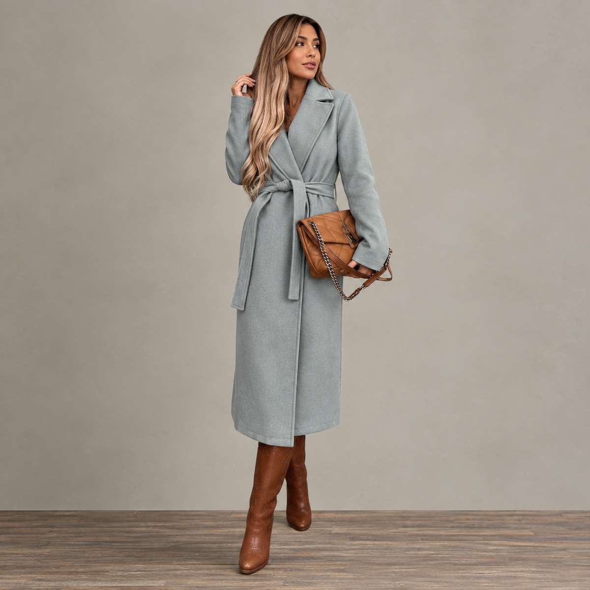 Rosalie | Damen Winterjacke mit Gürtel, Langer Mantel mit Besonderem Schnitt
