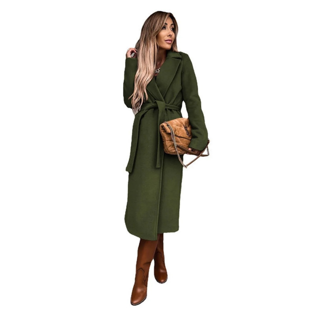 Rosalie | Damen Winterjacke mit Gürtel, Langer Mantel mit Besonderem Schnitt