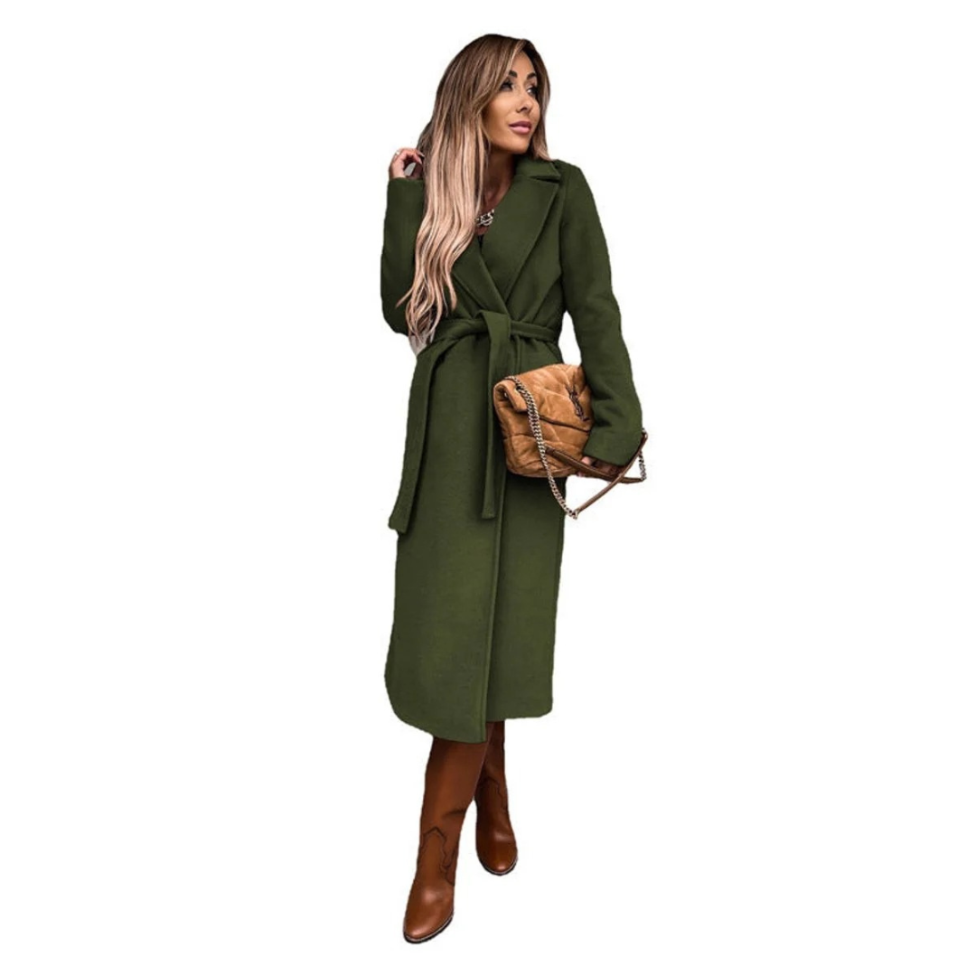 Rosalie | Damen Winterjacke mit Gürtel, Langer Mantel mit Besonderem Schnitt