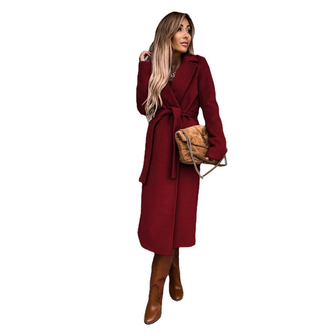 Rosalie | Damen Winterjacke mit Gürtel, Langer Mantel mit Besonderem Schnitt