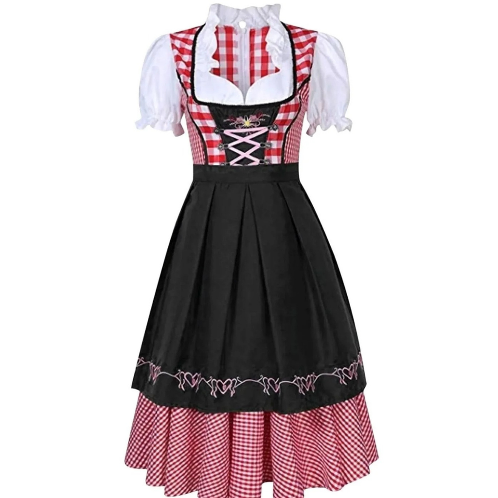 Rosalina | Damen Oktoberfest Trachtenkleid Mit Karomuster Und Schürzen Design
