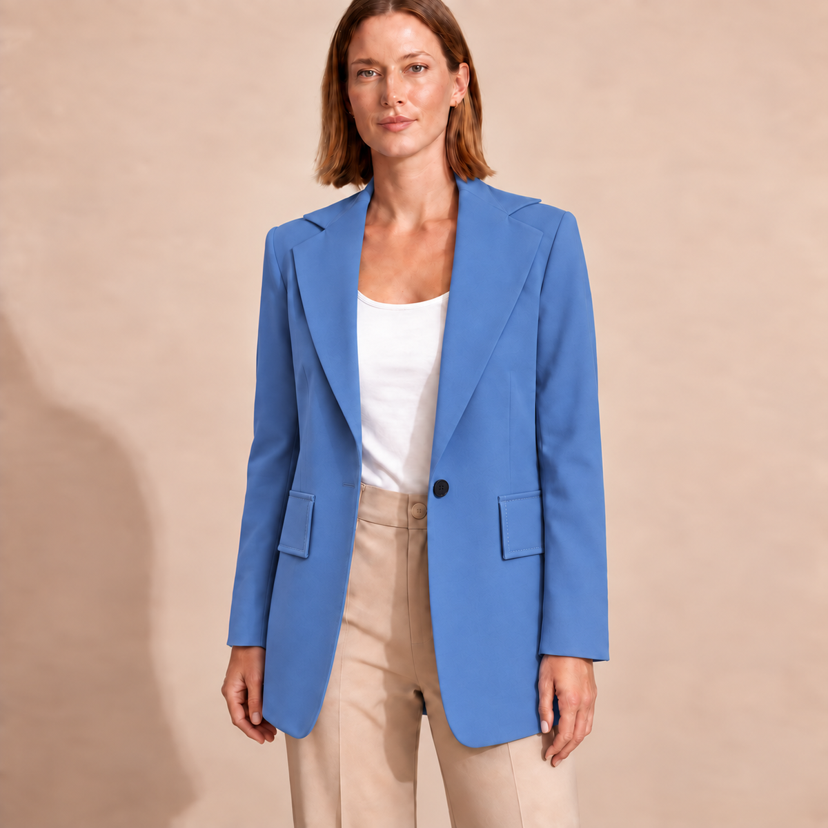 Rosalinde | Damen Hosenanzug mit Blazer und weiter Hose, Revers und Taschen