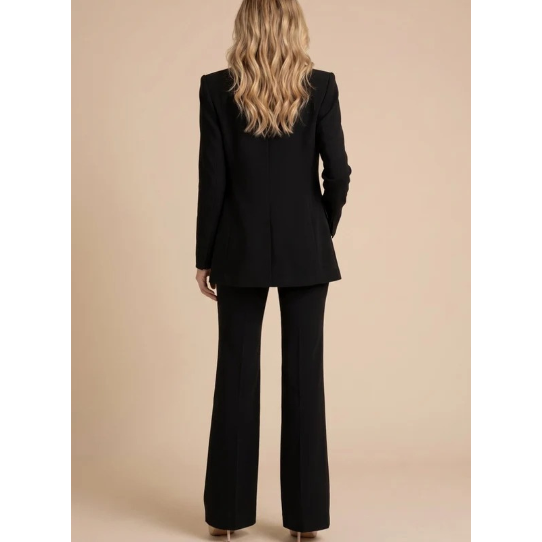 Rosalinde | Damen Hosenanzug mit Blazer und weiter Hose, Revers und Taschen