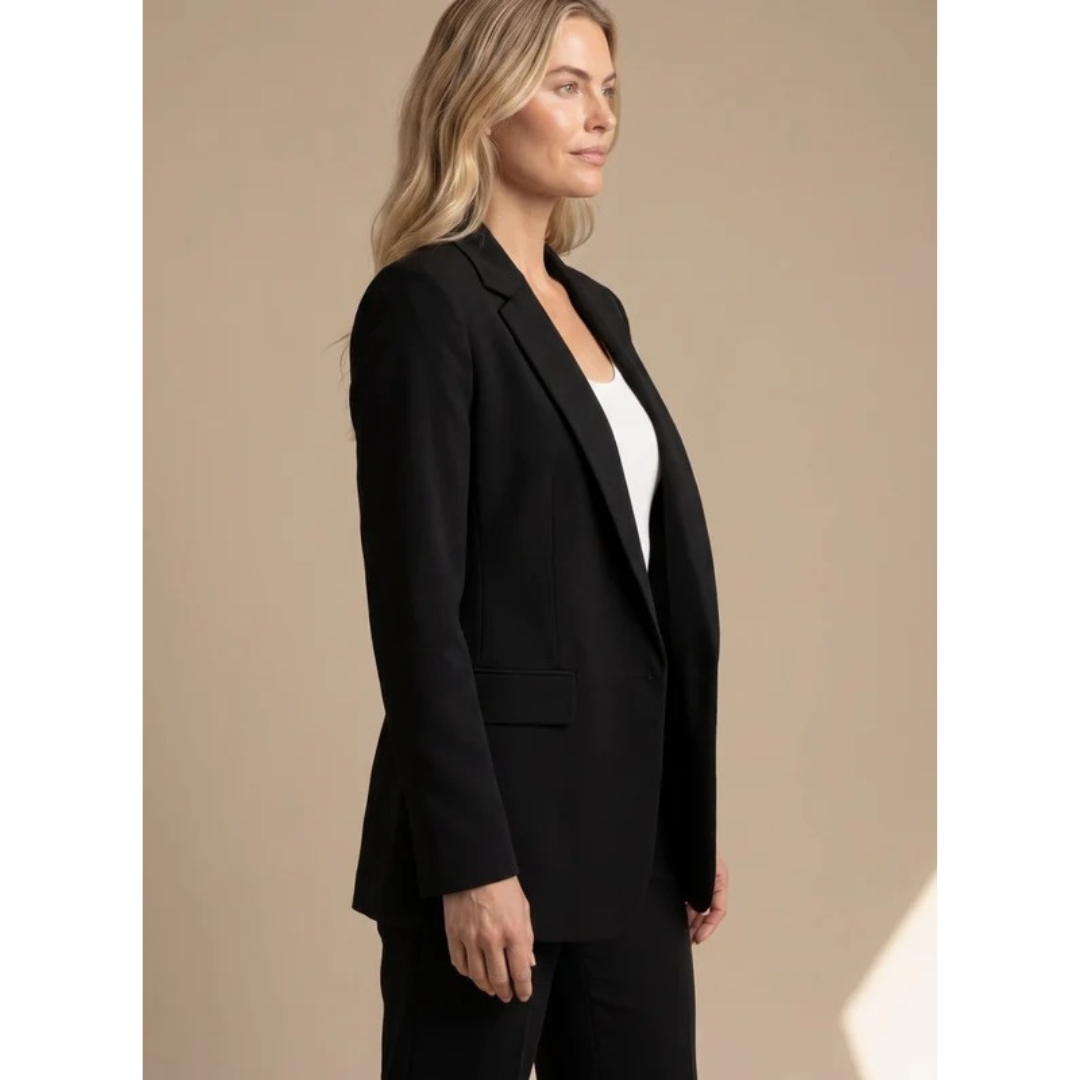Rosalinde | Damen Hosenanzug mit Blazer und weiter Hose, Revers und Taschen