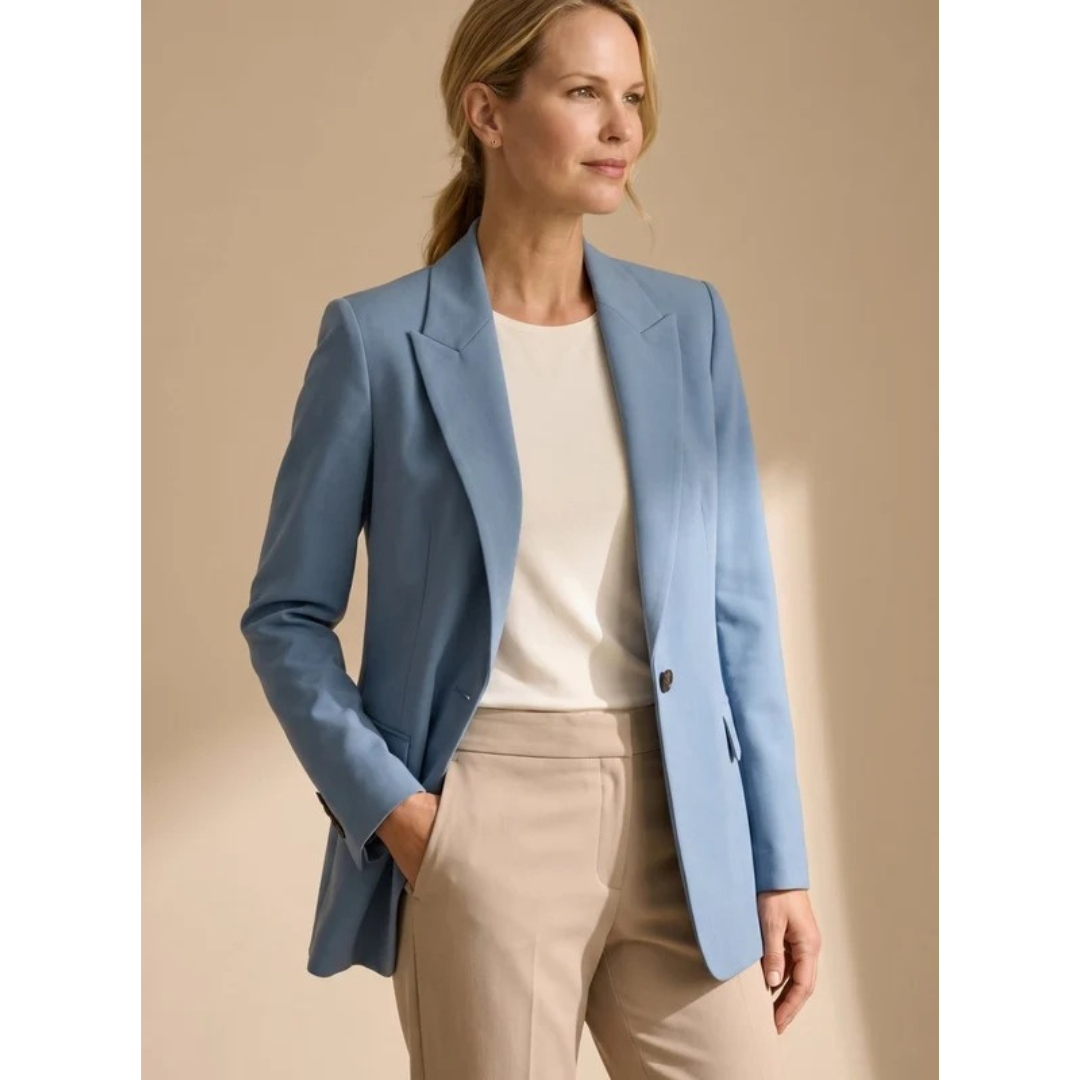 Rosalinde | Damen Hosenanzug mit Blazer und weiter Hose, Revers und Taschen
