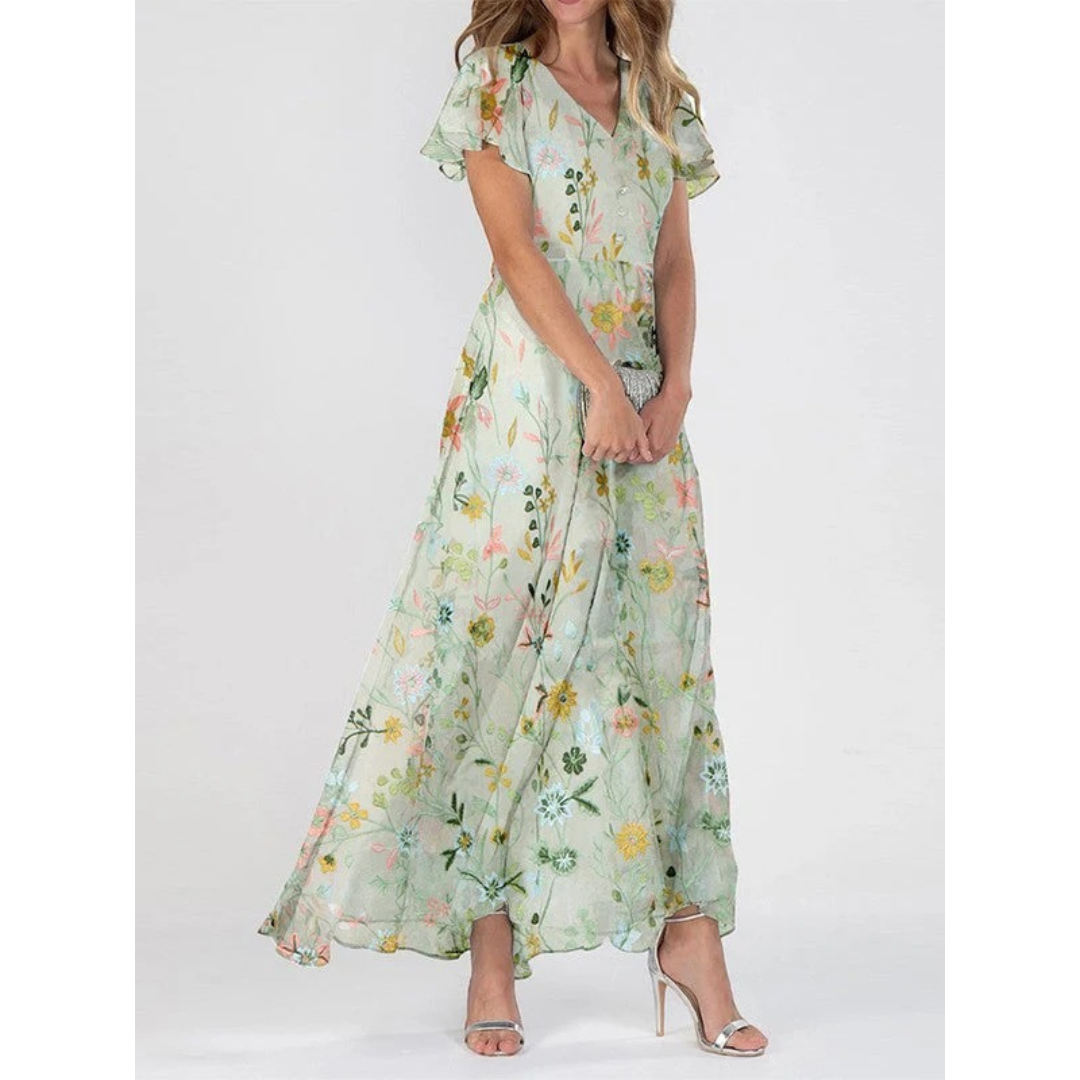 Roswitha | Damen Maxi Sommerkleid Mit Print
