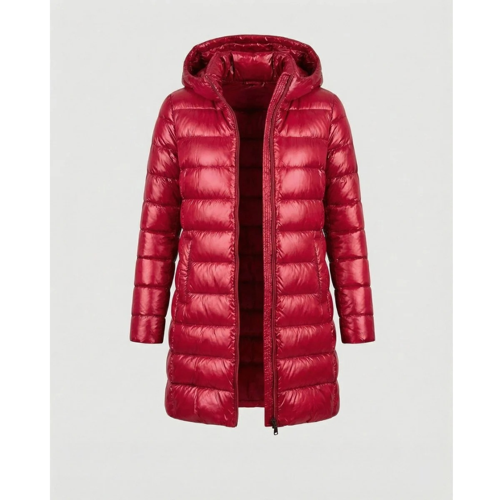 Roswitha | Damen Winterjacke mit Kapuze, Stepp Design und Daunen Optik