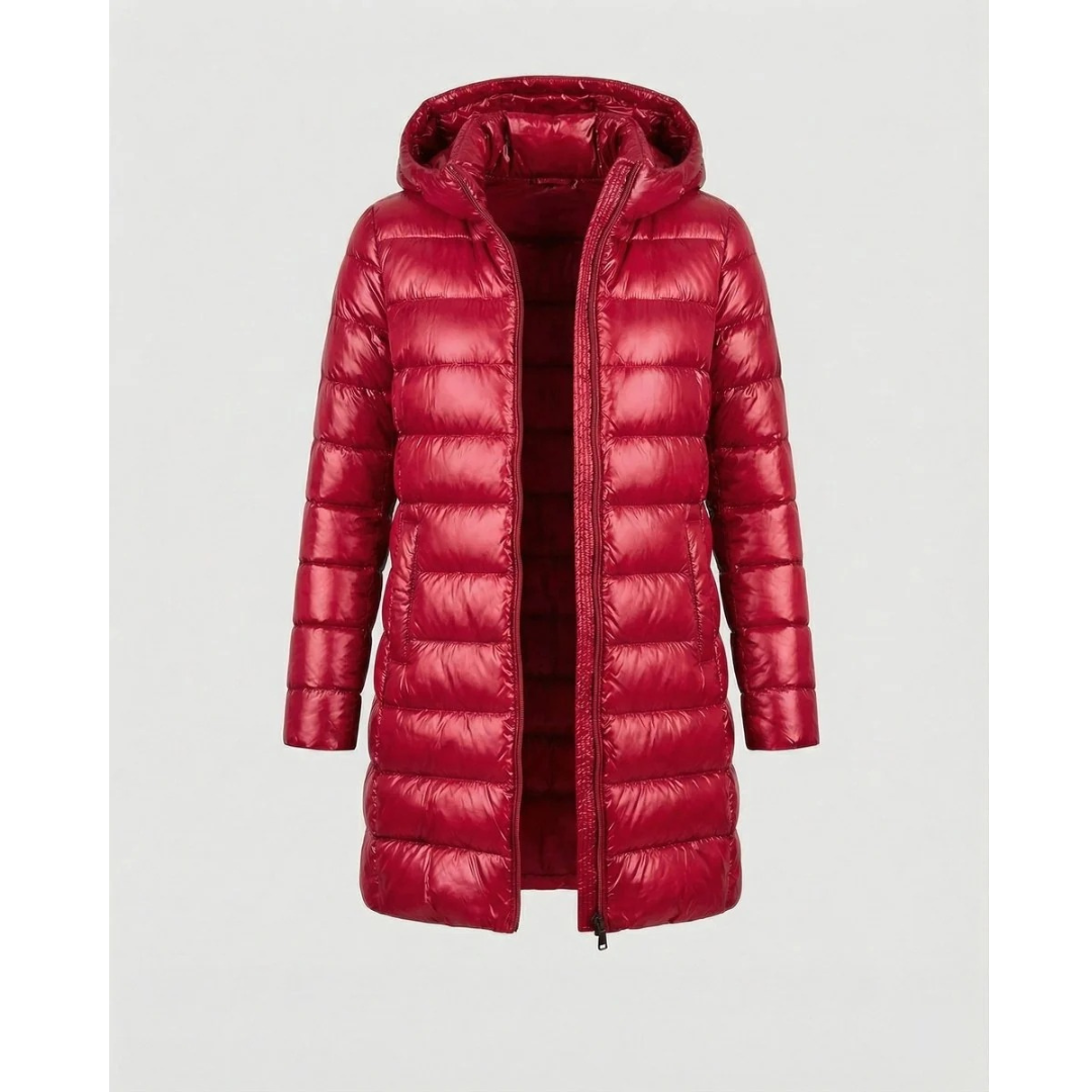 Roswitha | Damen Winterjacke mit Kapuze, Stepp Design und Daunen Optik