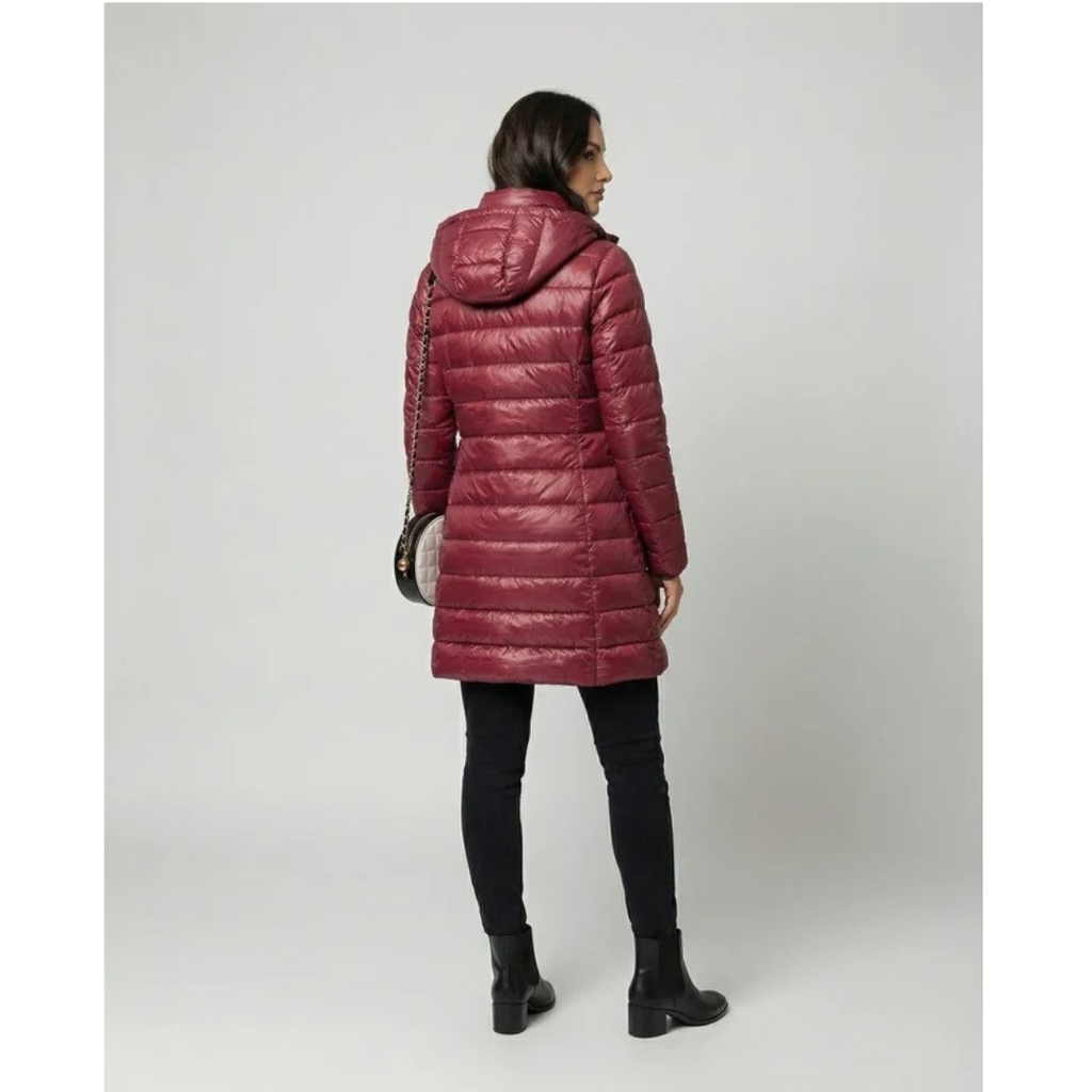 Roswitha | Damen Winterjacke mit Kapuze, Stepp Design und Daunen Optik