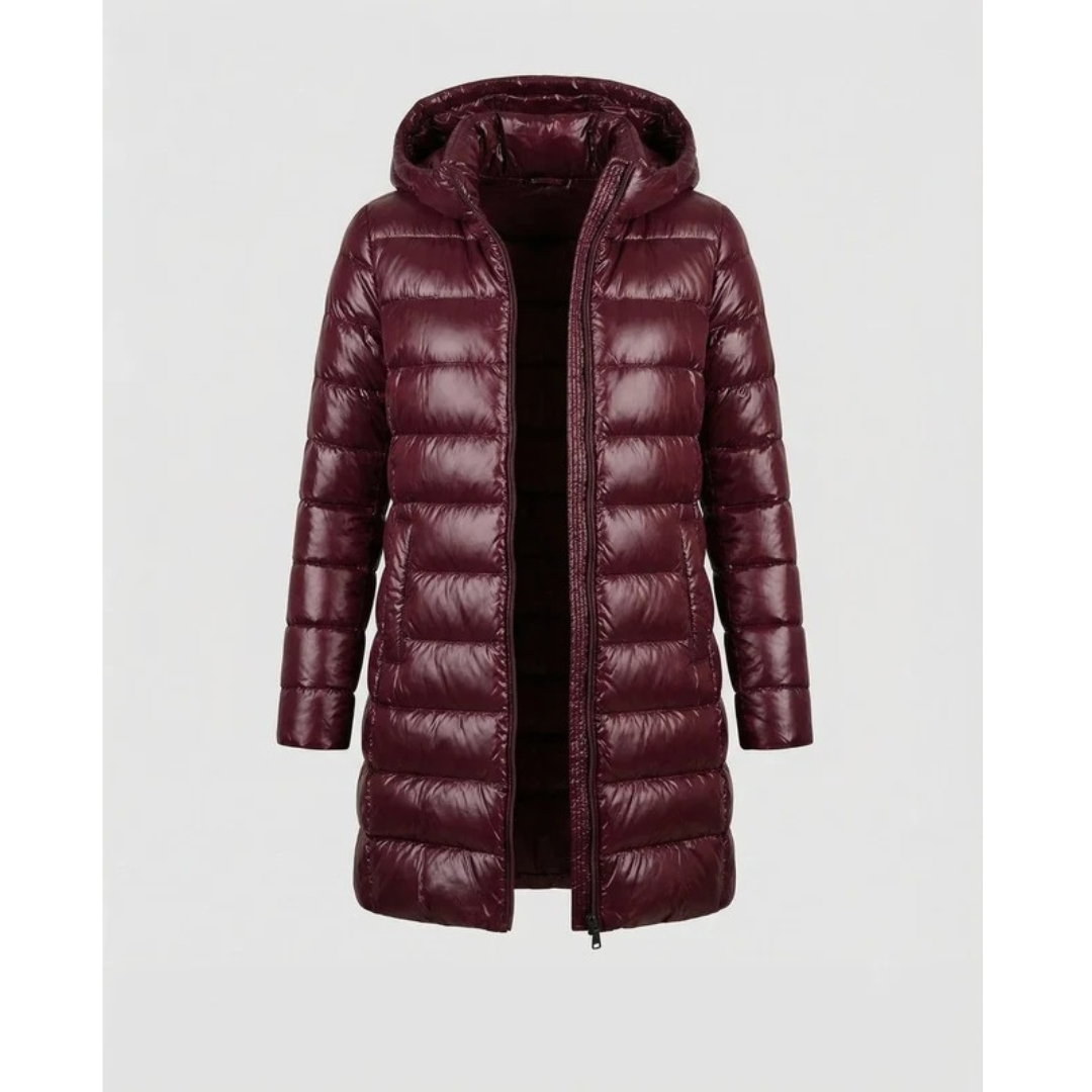 Roswitha | Damen Winterjacke mit Kapuze, Stepp Design und Daunen Optik