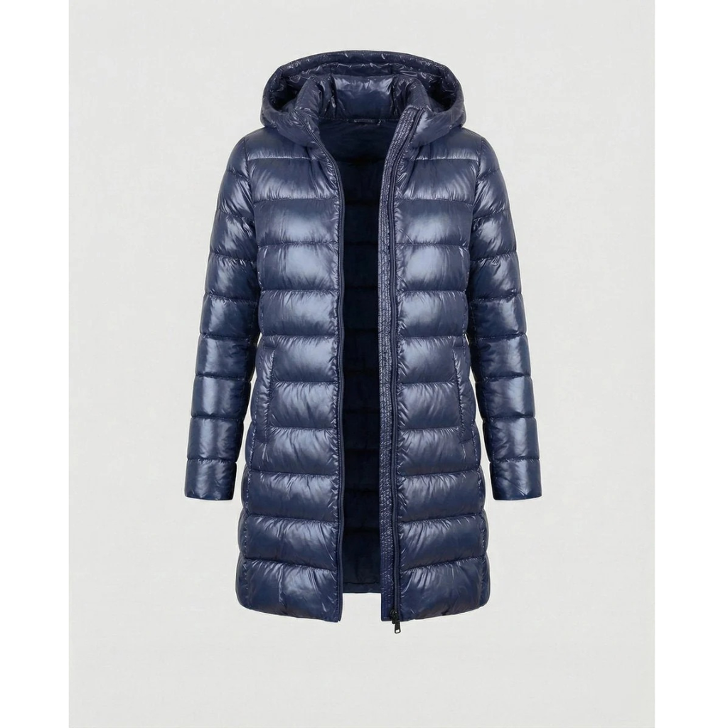 Roswitha | Damen Winterjacke mit Kapuze, Stepp Design und Daunen Optik
