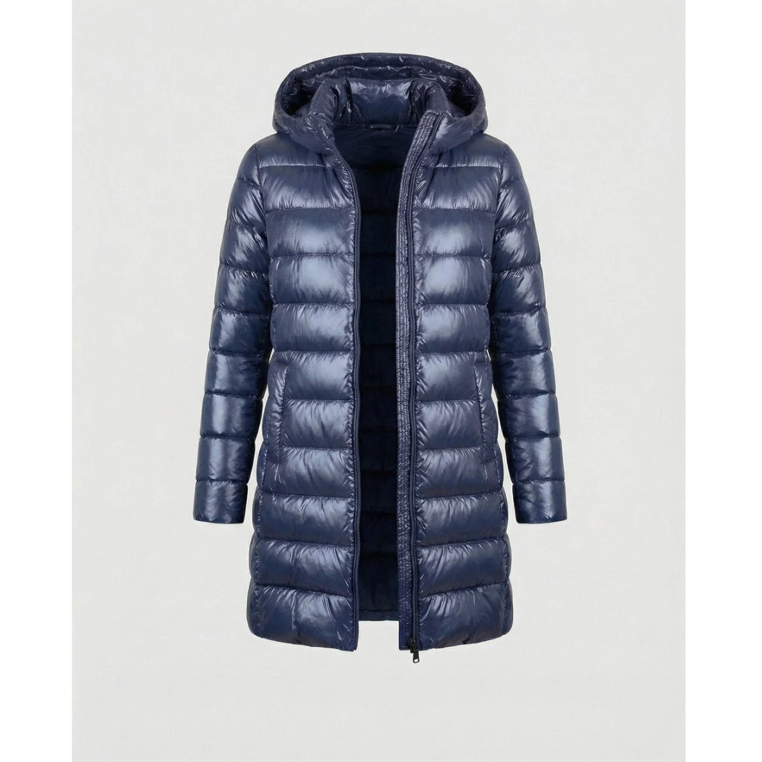 Roswitha | Damen Winterjacke mit Kapuze, Stepp Design und Daunen Optik