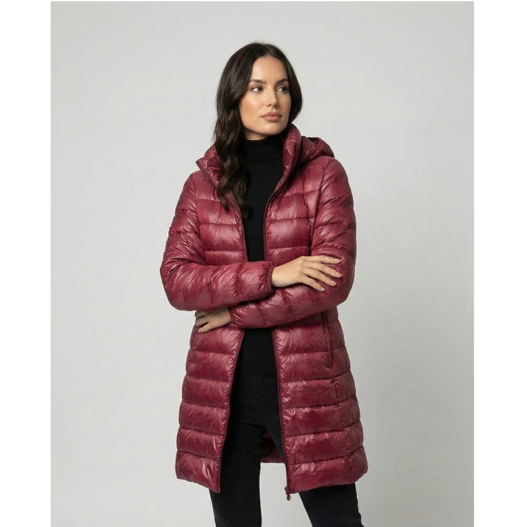 Roswitha | Damen Winterjacke mit Kapuze, Stepp Design und Daunen Optik