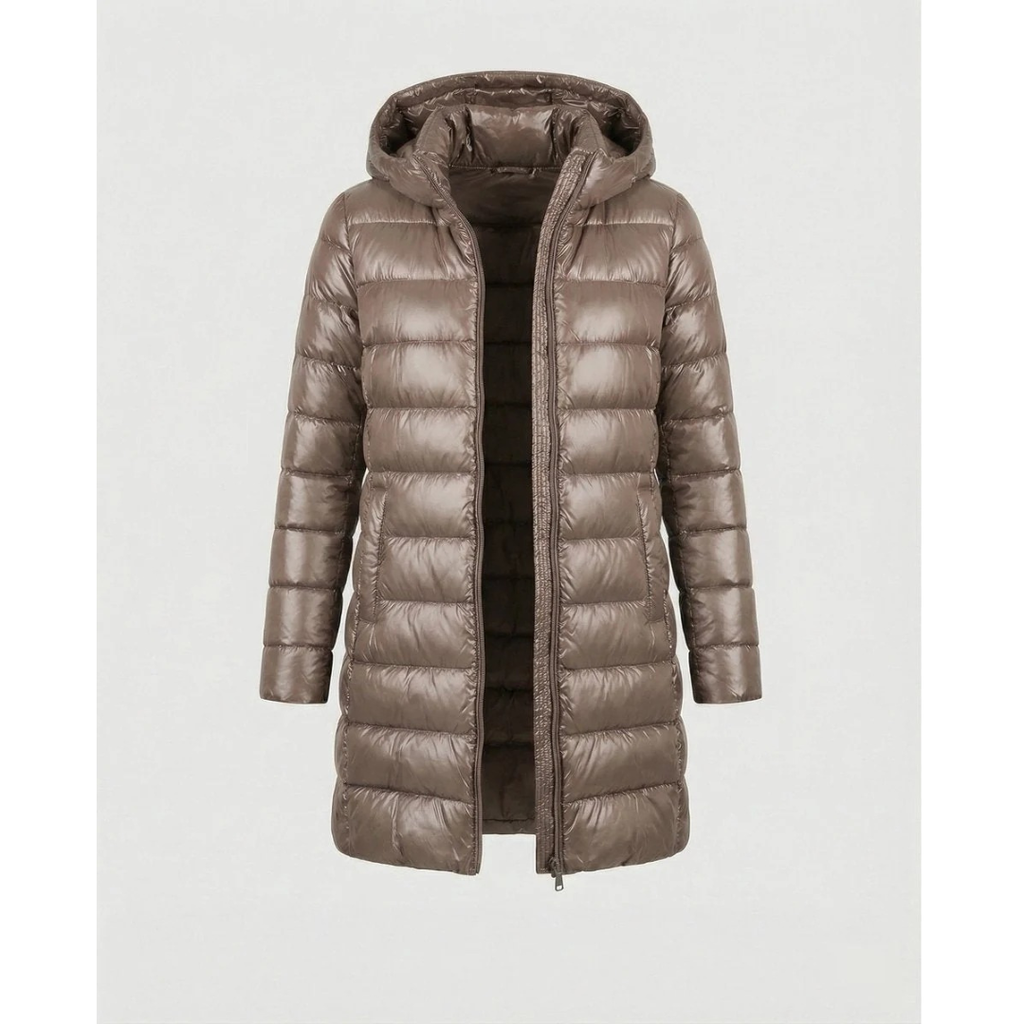 Roswitha | Damen Winterjacke mit Kapuze, Stepp Design und Daunen Optik