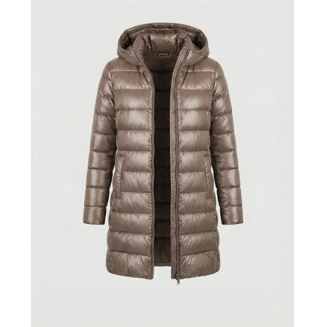 Roswitha | Damen Winterjacke mit Kapuze, Stepp Design und Daunen Optik