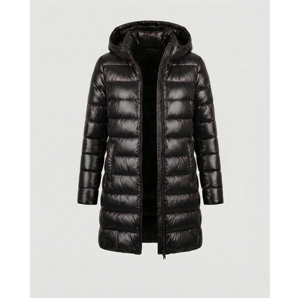Roswitha | Damen Winterjacke mit Kapuze, Stepp Design und Daunen Optik