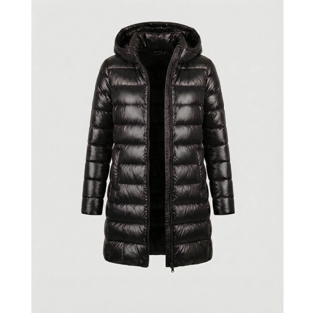 Roswitha | Damen Winterjacke mit Kapuze, Stepp Design und Daunen Optik