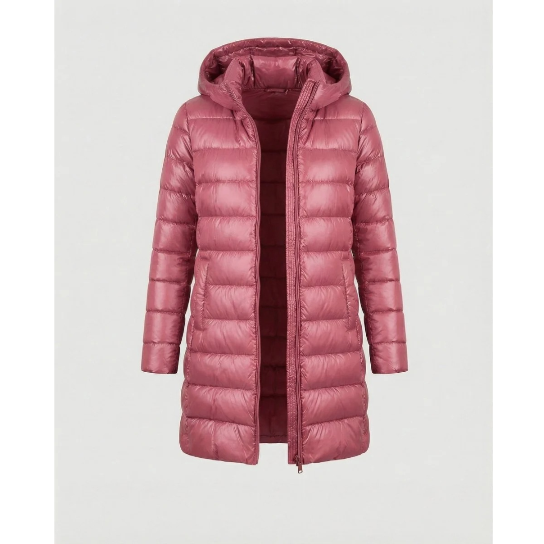 Roswitha | Damen Winterjacke mit Kapuze, Stepp Design und Daunen Optik