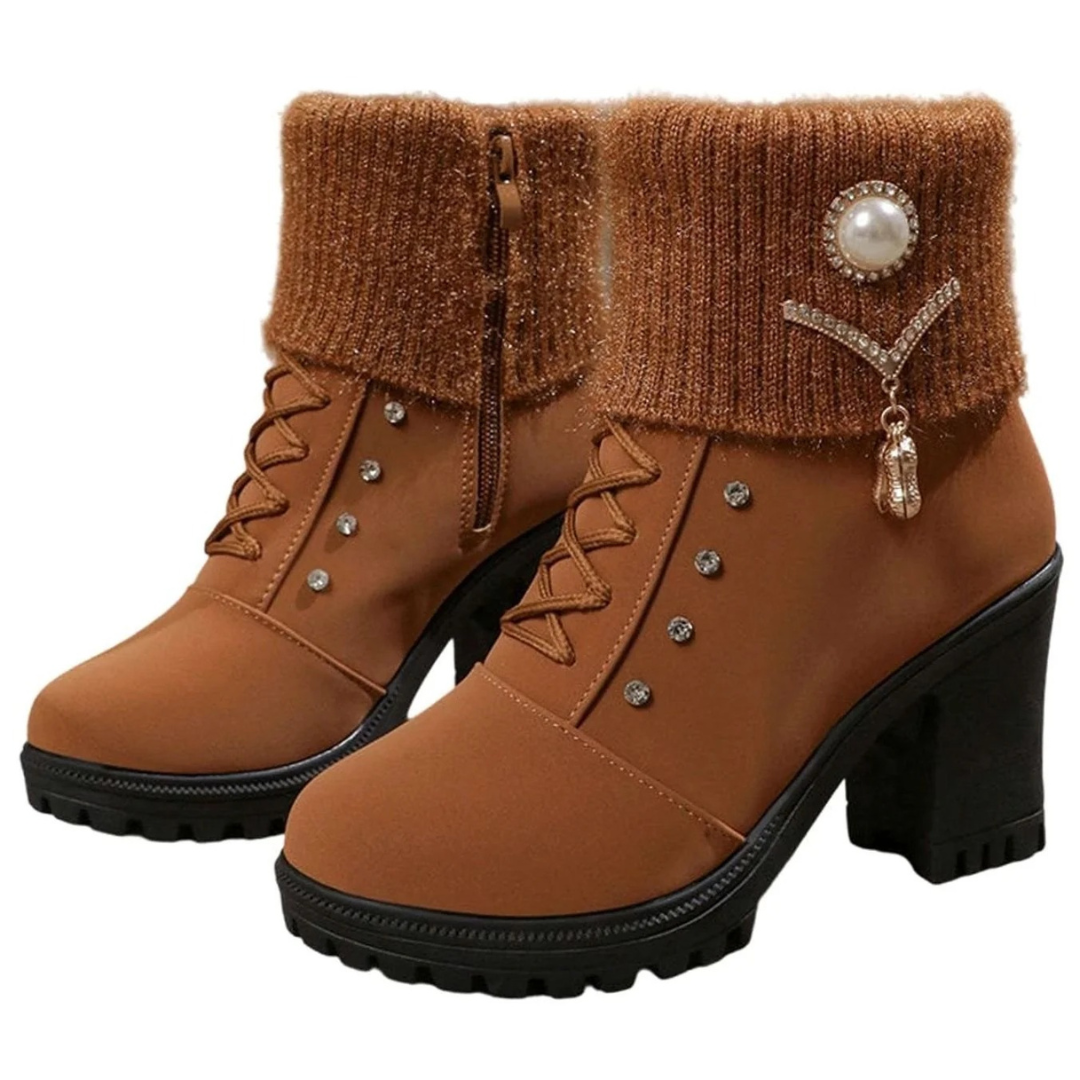 Runa | Damen Orthopädische Stiefel mit Absatz und Fell