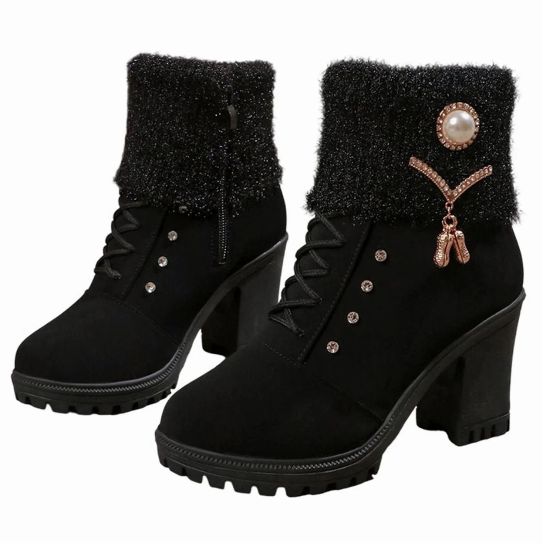Runa | Damen Orthopädische Stiefel mit Absatz und Fell