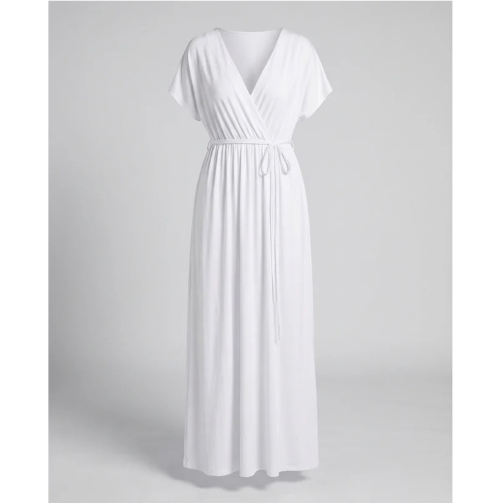 Sabina | Damen Maxikleid für Große Größen mit V Ausschnitt, langen und Gürtel