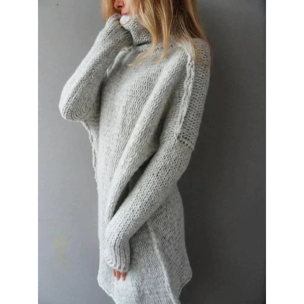 Sabine | Damen Grau Rollkragenpullover mit weitem Schnitt