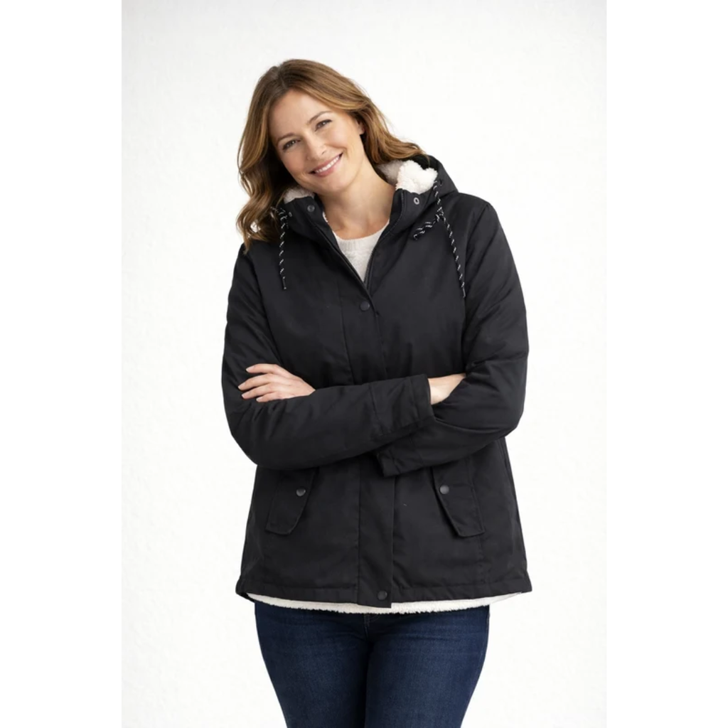 Sabrina | Damen Winterjacke mit Kapuze und Streifen