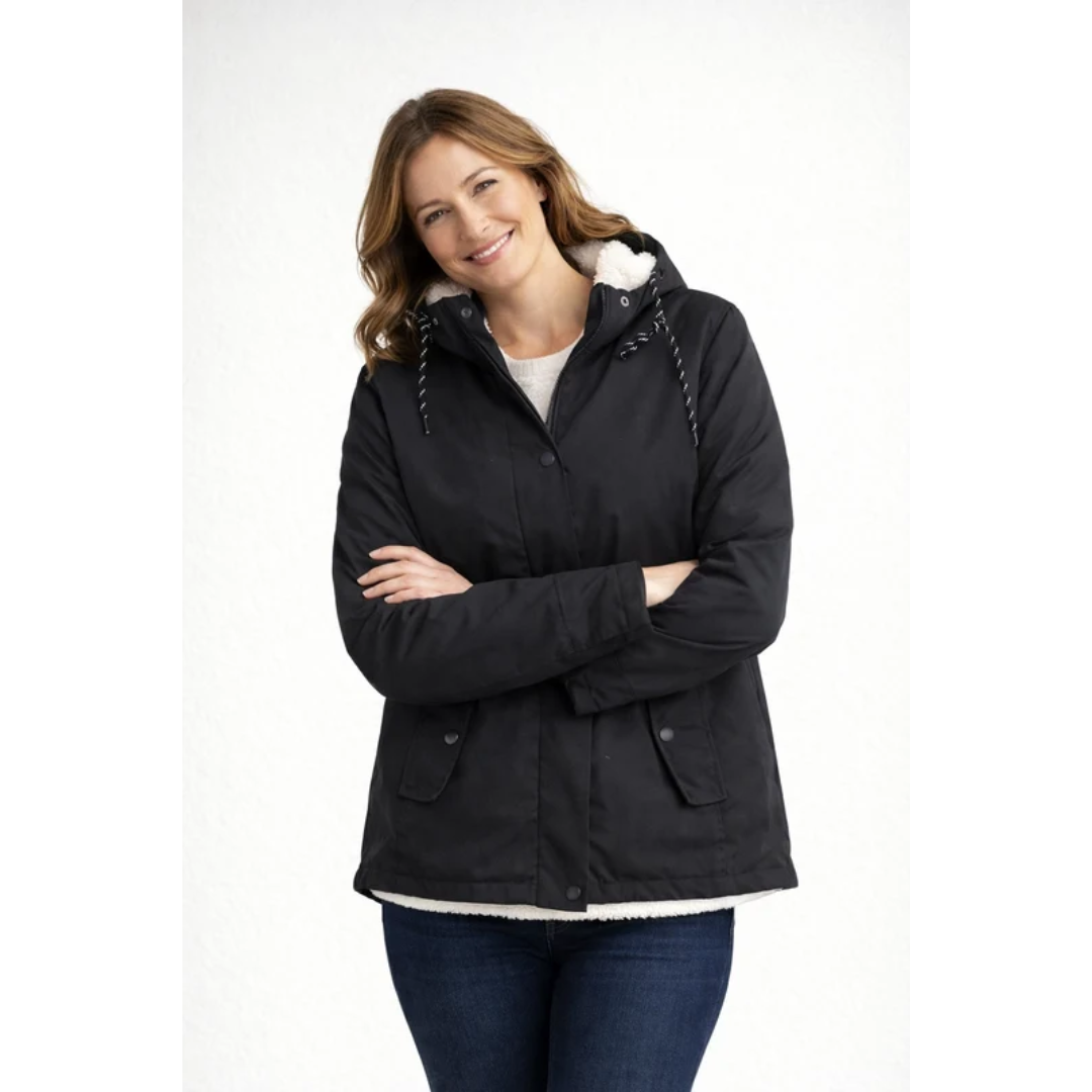 Sabrina | Damen Winterjacke mit Kapuze und Streifen