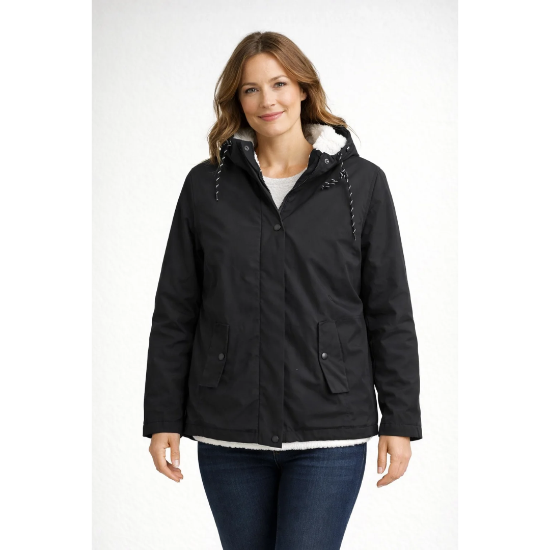 Sabrina | Damen Winterjacke mit Kapuze und Streifen
