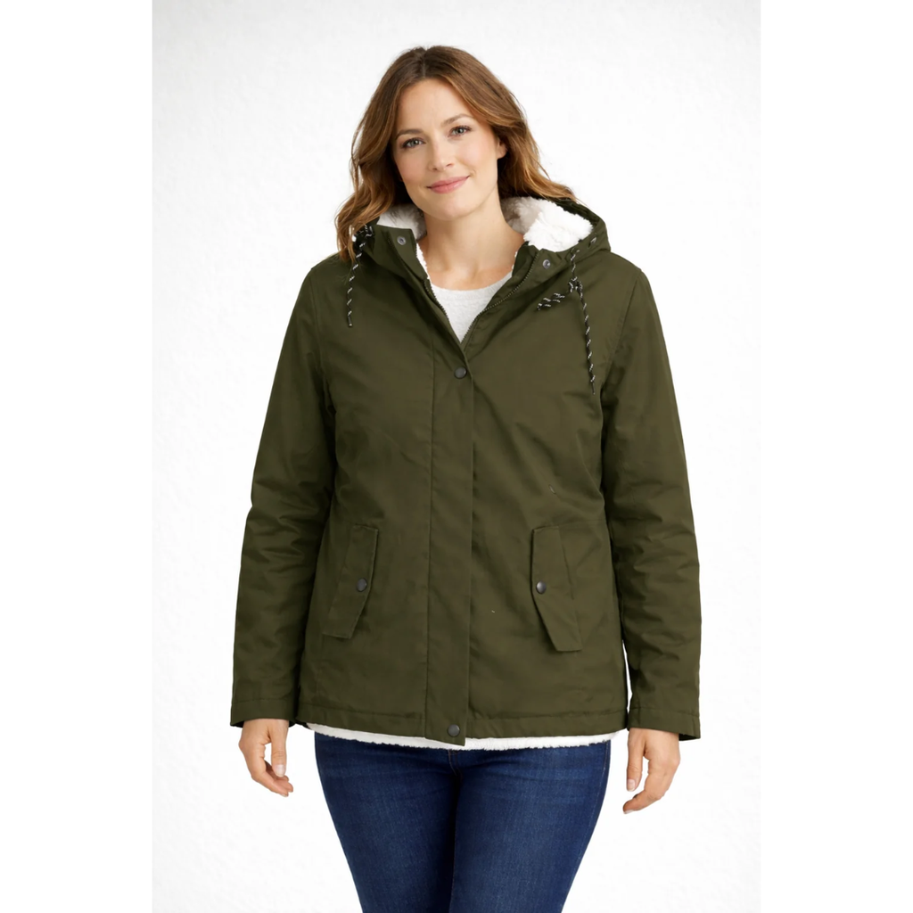 Sabrina | Damen Winterjacke mit Kapuze und Streifen