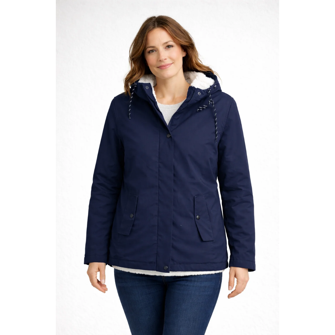 Sabrina | Damen Winterjacke mit Kapuze und Streifen