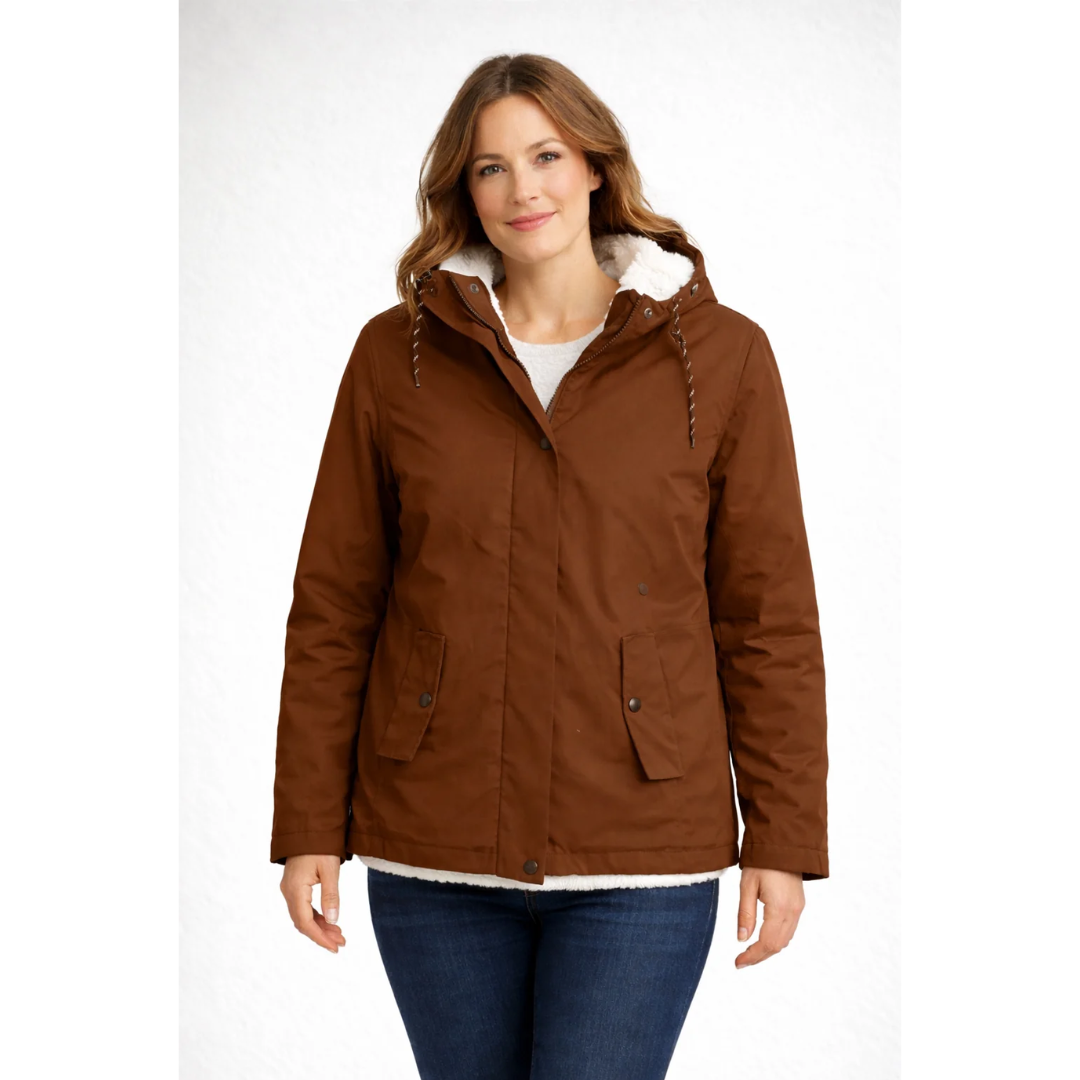 Sabrina | Damen Winterjacke mit Kapuze und Streifen